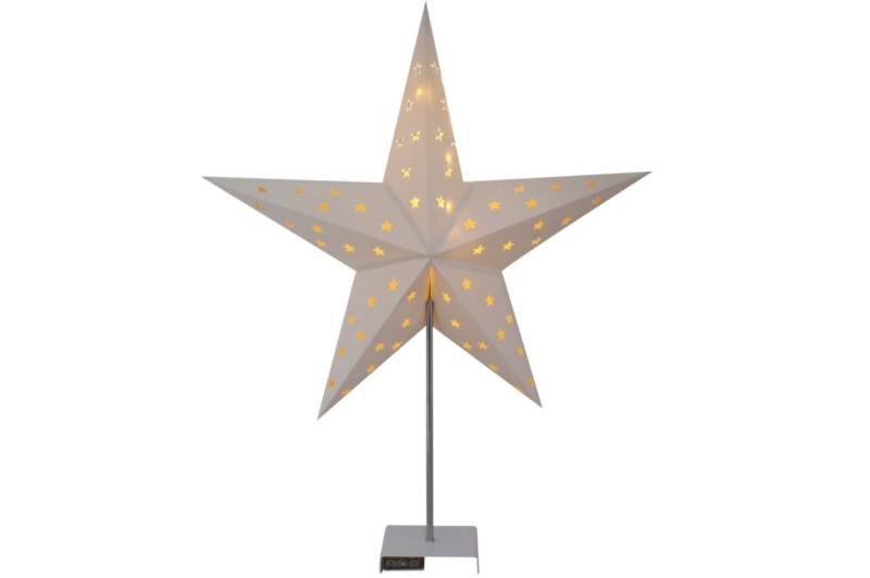 Weihnachtsstern auf Metallfuß mit 10 LEDs & Timer Weiß 60 cm