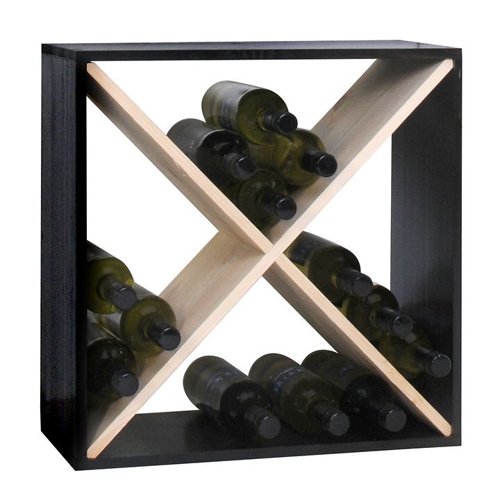 Weinregal 52 cm, X-Cube, schwarz-natur von VINCASA