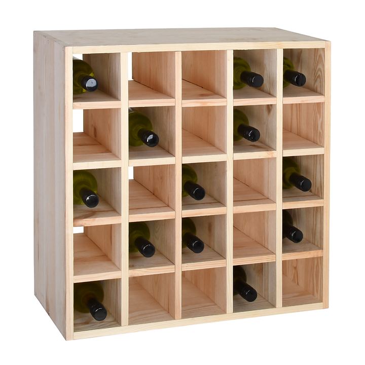 Weinregal 60 cm, Karo Kiefernholz natur von VINCASA