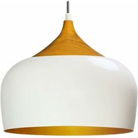 Weißer Metall-Kronleuchter aus Holz, E27, Durchmesser: 30 cm