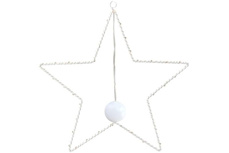 Weisser Metallstern 40 cm mit Saugnapf und Timer 30 Leds warmweiß