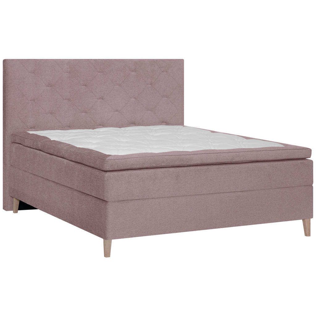 Welnova Boxspringbett, Rosa, Textil, Eiche, H5, 7-Zonen, Höhe ca. 19 cm, 160x200 cm, Matratze, gepolstertes Kopfteil, Topper durchgehend, Schlafzimmer, Betten, Doppelbetten Welnova Boxspringbett, Rosa, Textil, Eiche, H5, 7-Zonen, Höhe ca. 19 cm, 160x200 cm, Matratze, gepolstertes Kopfteil, Topper durchgehend, Schlafzimmer, Betten, Doppelbetten von Welnova