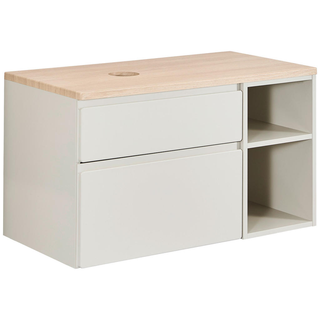 Welnova WASCHBECKENUNTERSCHRANK Eiche, Greige