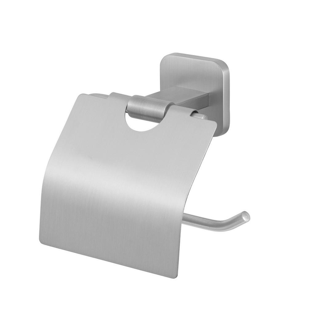 Wenko Toilettenpapierhalter Porto Matt, Edelstahl, Metall, 14.5x13x6.5 cm, Deckel, Badezimmer, WC Ausstattung, Toilettenpapierhalter von Wenko