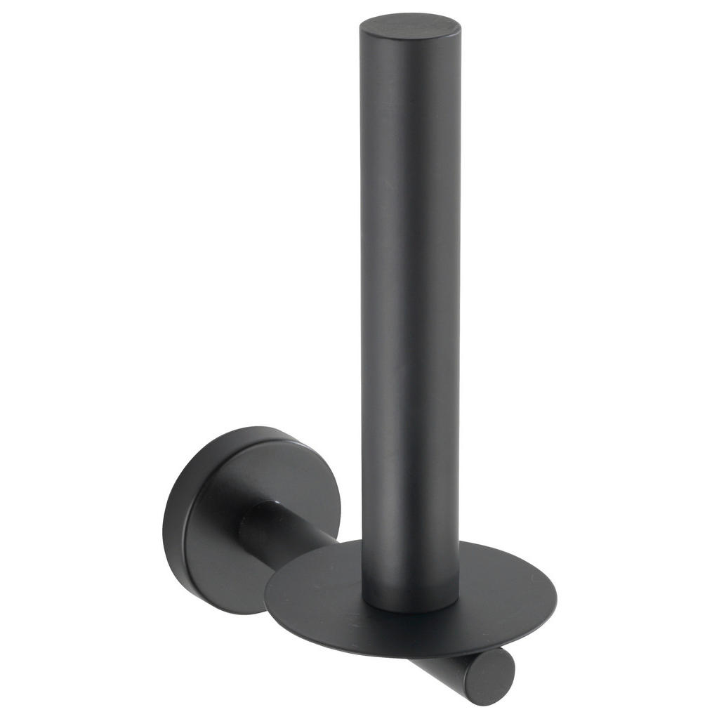 Wenko Toilettenpapierhalter Bosio Black, Schwarz, Metall, 8x18x12.5 cm, Badezimmer, WC Ausstattung, Toilettenpapierhalter von Wenko