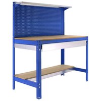 Proregal Werkbank buffalo mit Werkzeugwand, Schubfach und Ablage HxBxT 84x120x61cm Traglast 600kg Blau - Blau von PROREGAL - ZERTIFIZIERTE QUALITÄTSPRODUKTE