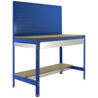 Proregal Werkbank buffalo mit Werkzeugwand und Schubfach HxBxT 84x150x61cm Traglast 600kg Blau - Blau von PROREGAL - ZERTIFIZIERTE QUALITÄTSPRODUKTE