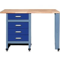 Werkbank mit 4 Schubladen + Sitzraum, BxT 1.200 x 600 mm, rot von Jungheinrich PROFISHOP