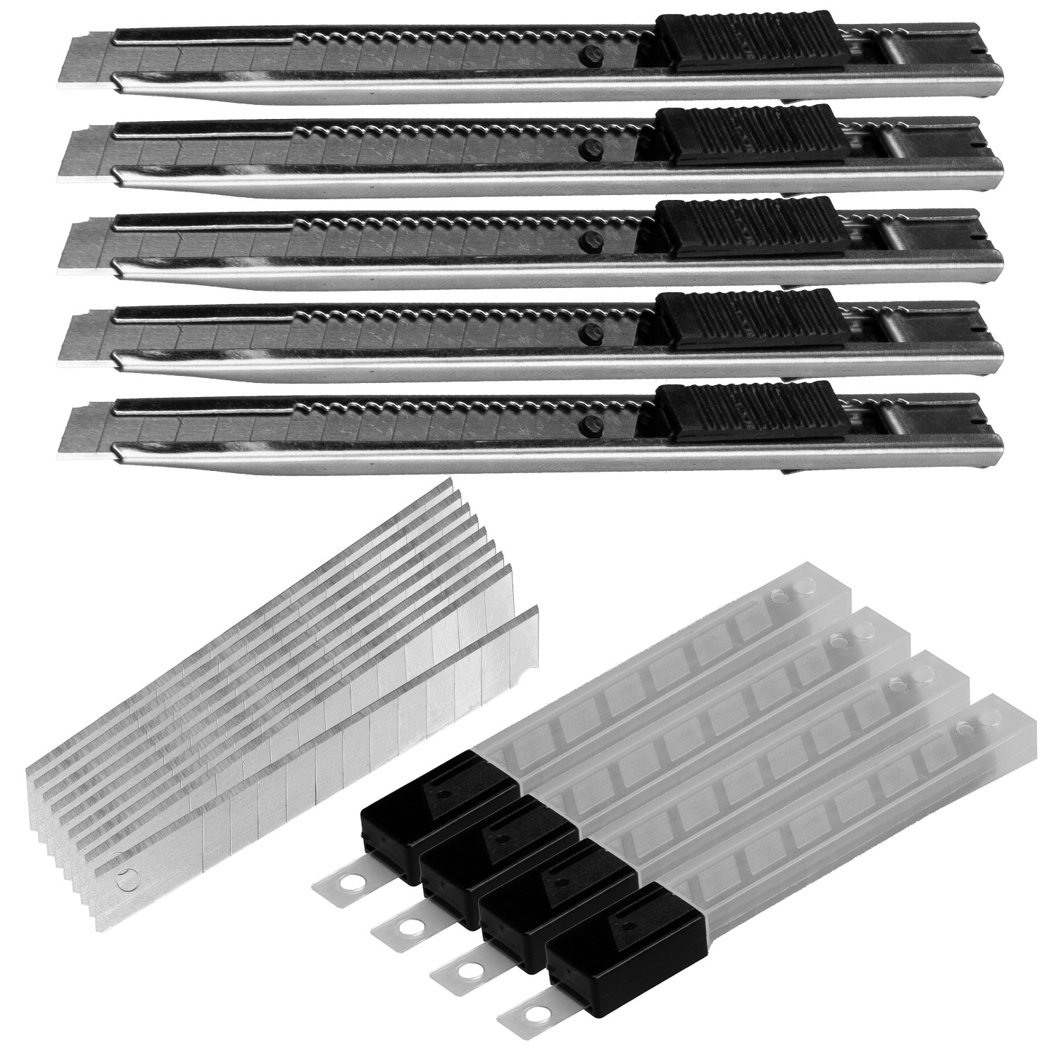 Werkzeugkönig 5x Cuttermesser Klinge 9mm + 50 Ersatzklingen