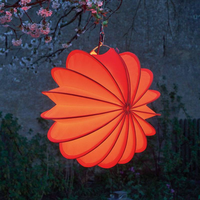 Wetterfester Lampion Orange mit Beleuchtung