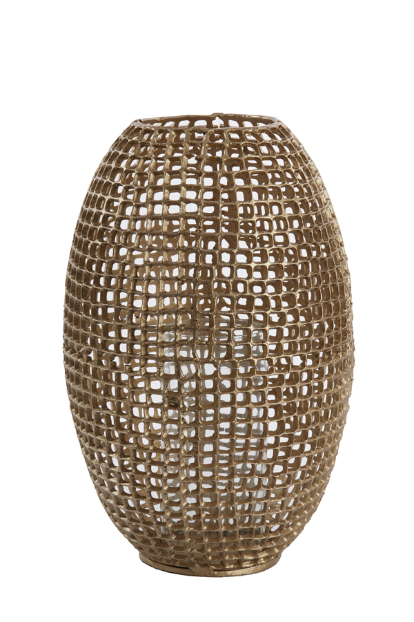 Windlicht MARCIO  in antik gold, Glas klar