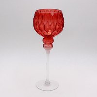 Windlicht PARADISE 35 cm hoch am Fuß von Werner Voss Glas Melonenrot