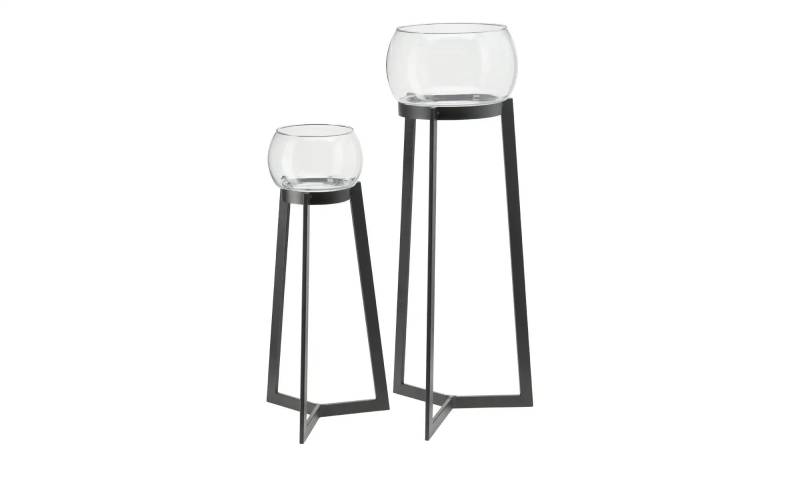Windlicht auf Metallgestell  2er Set   ¦ schwarz ¦ Eisen,Glas ¦ Maße (cm): B: 35 H: 92 Dekoration > Laternen & Windlichter - Möbel Kraft