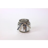 Windlicht mit Holzstern 11x10 cm Silber  von Werner Voss