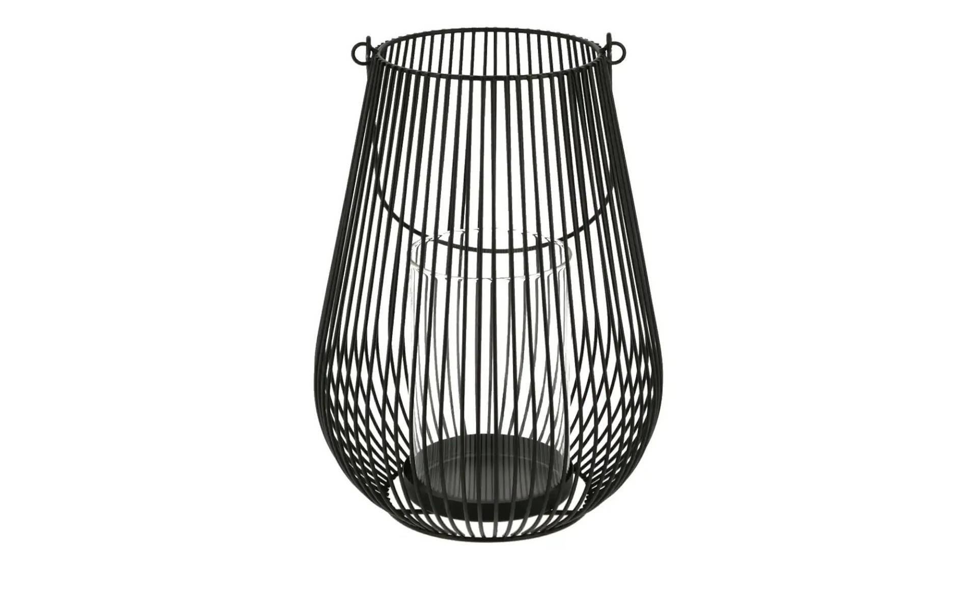 Windlicht   ¦ schwarz ¦ Metall,Glas ¦ Maße (cm): H: 26,5  Ø: 19.0 Dekoration > Laternen & Windlichter - Möbel Kraft
