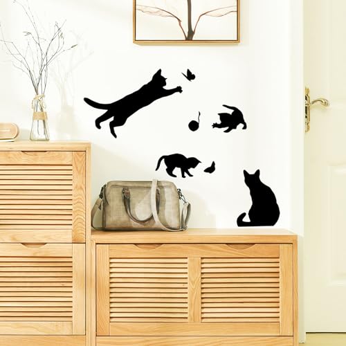 Winhappyhome Netter Frech Wiedergabe Black Cats Entfernbare Wand Aufkleber FüR Schlafzimmer Wohnzimmer Treppen Gehweg Hintergrund Dekor von Winhappyhome