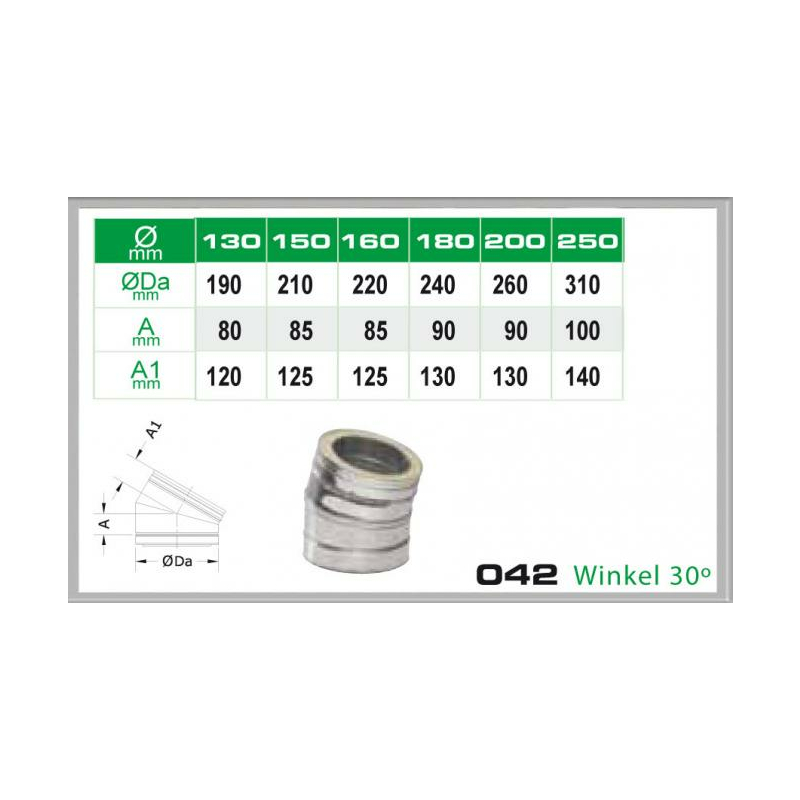 Winkel 30° für Schornsteinsets 130mm DW6 von KaminStore24