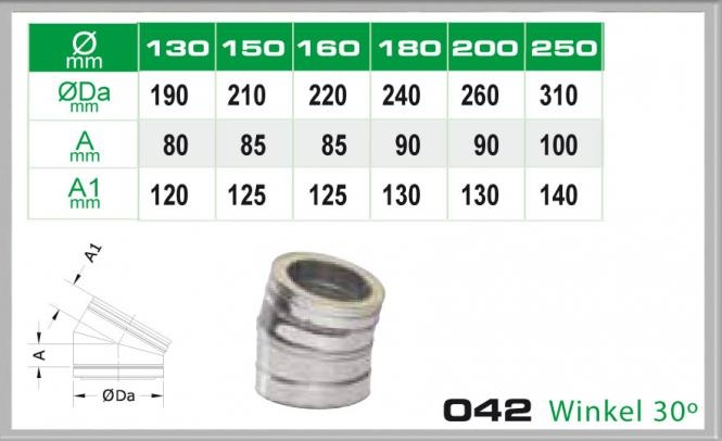 Winkel 30° für Schornsteinsets 200mm DW6 Winkel 30° für Schornsteinsets 200mm DW6 von KaminStore24
