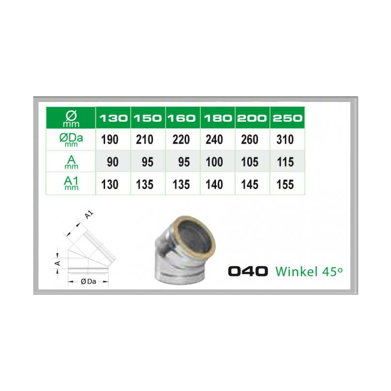 Winkel 45° für Schornsteinsets 200mm DW6 von KaminStore24