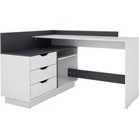 Winkelschreibtisch BELFAST weiß anthrazit B/H/T: ca. 129x83,5x105 cm von byLIVING