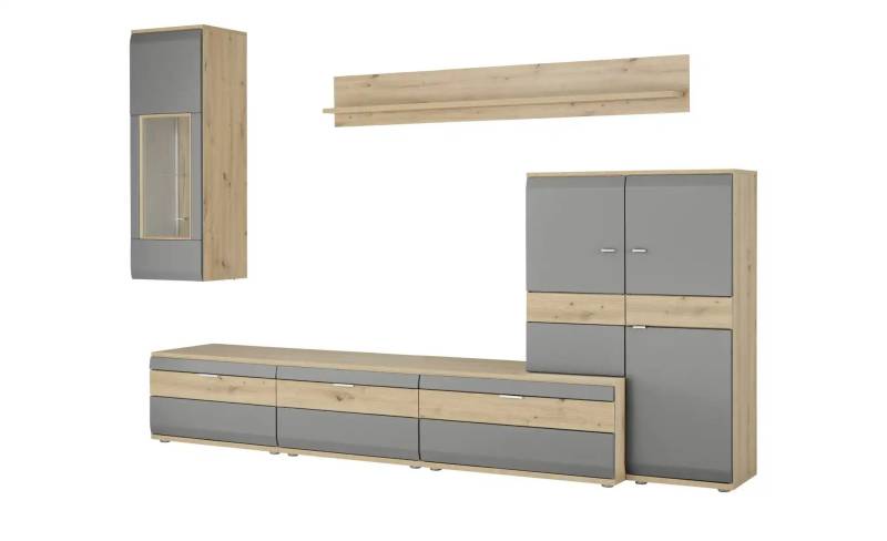 Wohnkombination  Eldena ¦ grau ¦ Maße (cm): B: 285 H: 215 T: 53.0 Kommoden & Sideboards > Wohnwände - Höffner