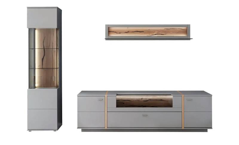 Wohnkombination  Sella ¦ grau ¦ Maße (cm): B: 266 H: 207 T: 50.0 Kommoden & Sideboards > Wohnwände - Möbel Kraft