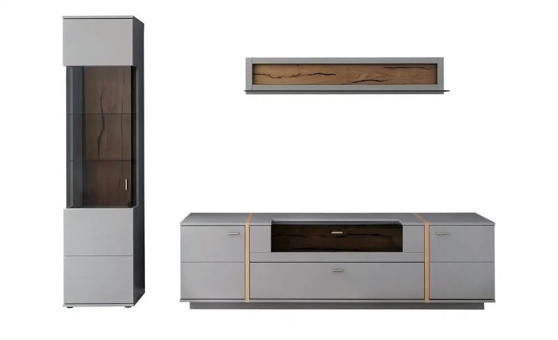 Wohnkombination  Sella ¦ grau ¦ Maße (cm): B: 266 H: 207 T: 50.0 Kommoden & Sideboards > Wohnwände - Möbel Kraft