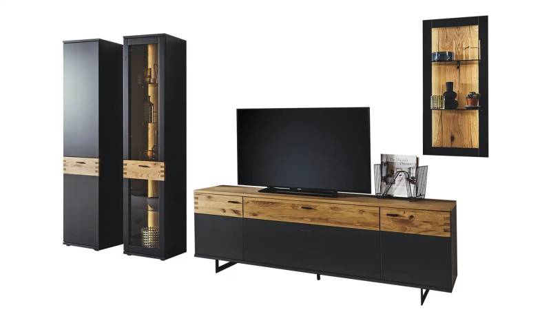 Wohnkombination   ¦ grau ¦ Maße (cm): B: 285 H: 201 T: 50.0 Kommoden & Sideboards > Wohnwände - Möbel Kraft