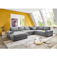 Wohnlandschaft U Form 360 cm breit Cord Grau ANGEL