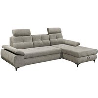 Ecksofa mit Schlaffunktion und Bettkasten 274 x 177 cm Hellgrau Adele
