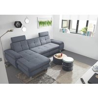 Ecksofa mit Schlaffunktion und Bettkasten 274 x 177 cm Anthrazit ANSELMA