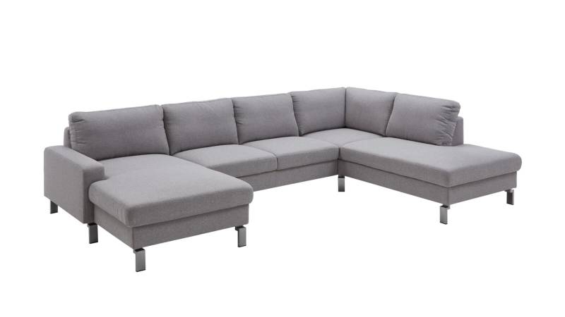 Wohnlandschaft COAST ca. 336x220cm in Stoff Mono light grey