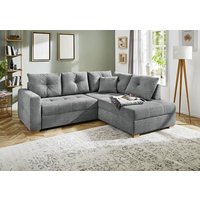 Ecksofa mit Schlaffunktion und Bettkasten Dunkelgrau 228 x 199 cm beidseitig montierbar