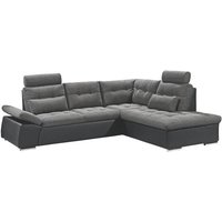 L Sofa mit Schlaffunktion Anthrazit Grau / Lederlook Schwarz 219 x 260 cm JAKARTA