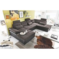 Wohnlandschaft U-Form mit Schlaffunktion und Bettkasten 324 x 218 cm Schwarz Josef