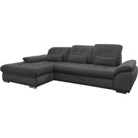 Wohnlandschaft L Form mit Schlaffunktion und Bettkasten Grau-Braun 184 x 314 cm RIGATTI