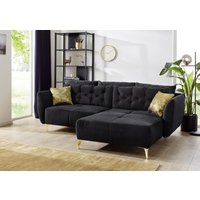 Ecksofa Schwarz variabel montierbar inkl. Kissen Schwarz / Gold