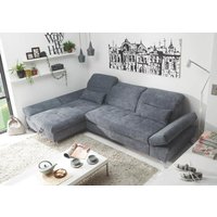 Eckcouch mit Schlaffunktion und Bettkasten 275 x 168 cm Grau MAIKE