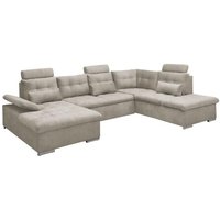 Wohnlandschaft U-Form mit Schlaffunktion und Bettkasten 324 x 218 cm Stone Mika