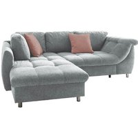 Wohnlandschaft Ottomane links inkl. Schlaffunktion AGIRA Hellgrau / Mango Flamingo
