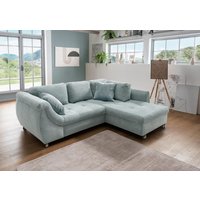 Wohnlandschaft Ottomane rechts 2-Sitzer inkl. 2 Zierkissen mit Liegefunktion und Rutsche-Ottomane AGIRA Cord aqua
