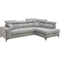 Sofa U-Form elektrisch ausfahrbar mit Schlaffunktion und Bettkasten 282 x 198 cm Grau Sibeal