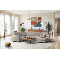 Wohnlandschaft inkl. 4 Zierkissen Taupe Grau