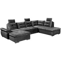 U Sofa mit Schlaffunktion und Bettkasten 334 cm breit Schwarz ALIJA