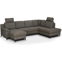 Wohnlandschaft U Form mit Schlaffunktion und Bettkasten Grau 309 cm breit BOOM von Cotta