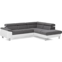 L Sofa mit Schlaffunktion und Bettkasten Grau/Weiß 207 x 249 cm MICKY