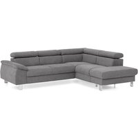 L Sofa mit Schlaffunktion und Bettkasten Grau 207 x 249 cm MICKY