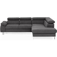 Wohnlandschaft L Form mit Schlaffunktion und Bettkasten Grau 207 x 249 cm MICKY