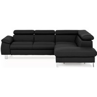 Ecksofa mit Schlaffunktion und Bettkasten Schwarz 207 x 249 cm MICKY