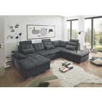 Wohnlandschaft mit Schlaffunktion und Bettkasten U Form Grau 324 cm breit BREST-U Wohnlandschaft mit Schlaffunktion und Bettkasten U Form Grau 324 cm breit BREST-U